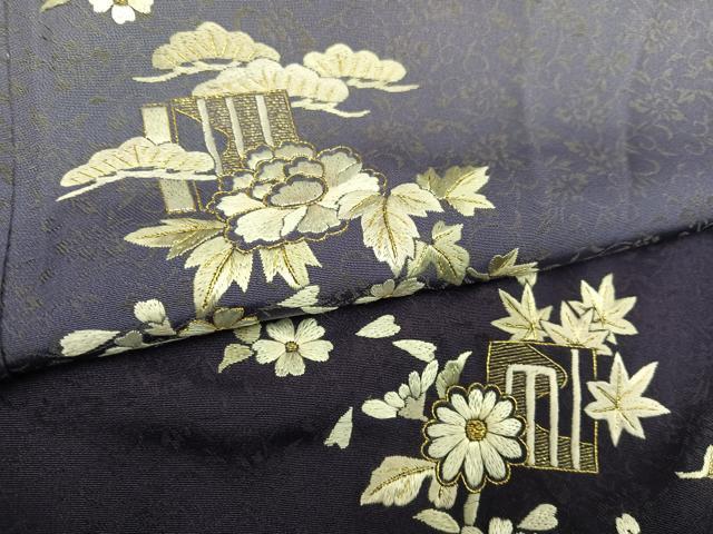 平和屋着物●訪問着　総刺繍　草花文　暈し染め　金糸　正絹　逸品　未使用　AABL0661ph