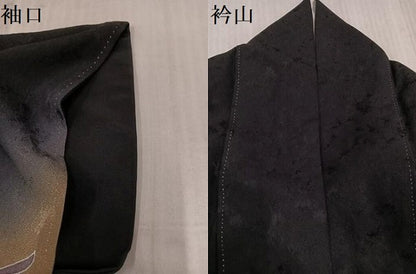 平和屋着物●訪問着　松楓　暈し染め　黒地　金彩　正絹　逸品　AABL0663ph