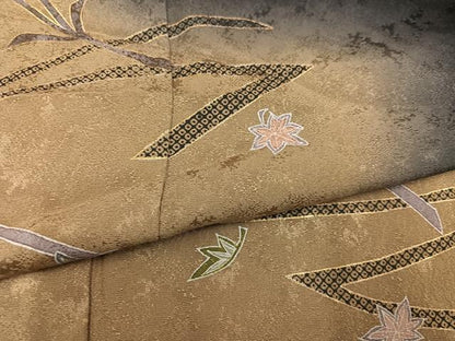 平和屋着物●訪問着　松楓　暈し染め　黒地　金彩　正絹　逸品　AABL0663ph
