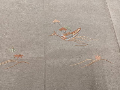 平和屋着物●訪問着　総刺繍　浜松舟文　鬼しぼ縮緬　正絹　逸品　AABL0664ph