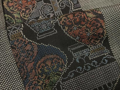 平和屋着物●本場大島紬　7マルキ　陶器文　正絹　逸品　AABL0668ph