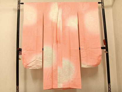 平和屋着物●振袖用長襦袢　袷　草花地紋　暈し染め　正絹　逸品　未使用　AABL0670ph