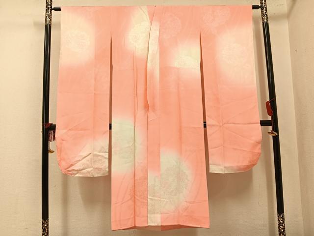平和屋着物●振袖用長襦袢　袷　草花地紋　暈し染め　正絹　逸品　未使用　AABL0670ph