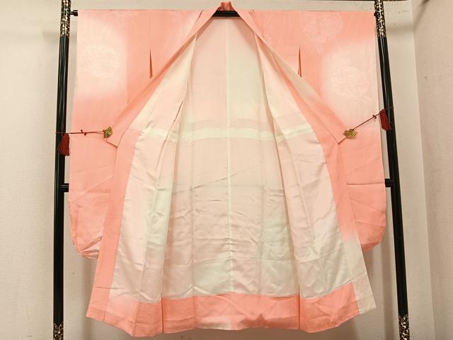 平和屋着物●振袖用長襦袢　袷　草花地紋　暈し染め　正絹　逸品　未使用　AABL0670ph