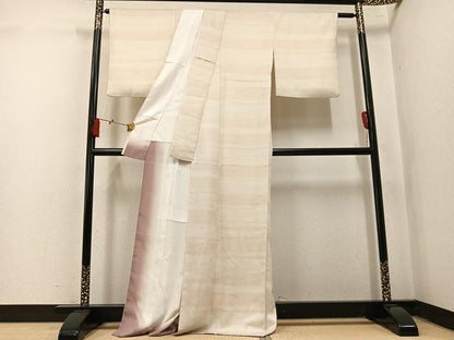 平和屋着物●上質な小紋　横段文　正絹　逸品　AABL0673ph