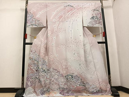 平和屋着物●訪問着　辻が花　雪輪文　暈し染め　正絹　逸品　未使用　AABL0677ph