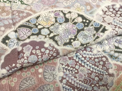 平和屋着物●訪問着　辻が花　雪輪文　暈し染め　正絹　逸品　未使用　AABL0677ph