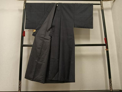 平和屋着物●男性　紬　格子　正絹　逸品　AABL0678ph