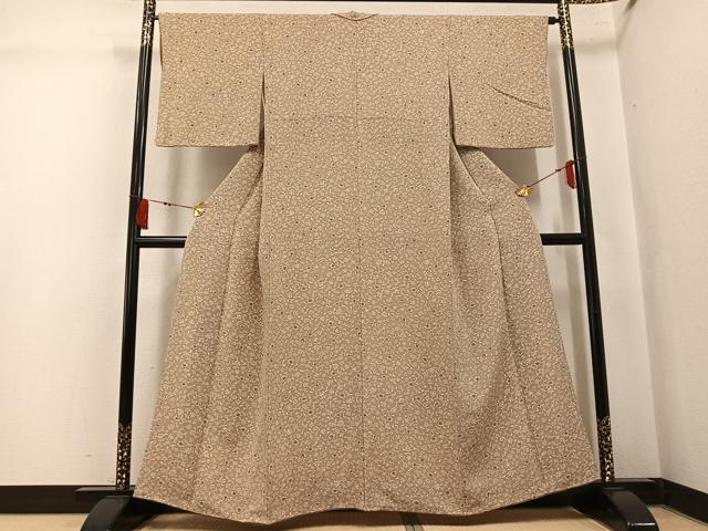 平和屋着物●上質な小紋　更紗文　鬼しぼ縮緬　正絹　逸品　AABL0679ph