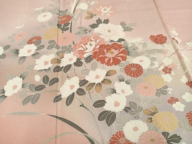 平和屋着物●訪問着　刺繍　草花文　暈し染め　正絹　逸品　AABL0680ph