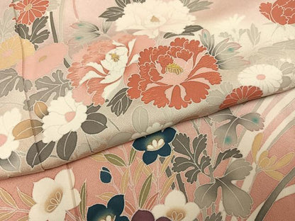 平和屋着物●訪問着　刺繍　草花文　暈し染め　正絹　逸品　AABL0680ph
