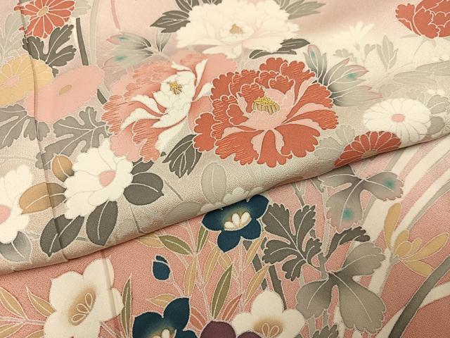 平和屋着物●訪問着　刺繍　草花文　暈し染め　正絹　逸品　AABL0680ph