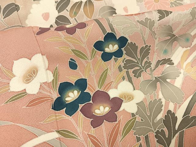 平和屋着物●訪問着　刺繍　草花文　暈し染め　正絹　逸品　AABL0680ph