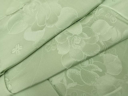 平和屋着物●上質な色無地　花地紋　裏葉柳色　正絹　逸品　未使用　AABL0681ph