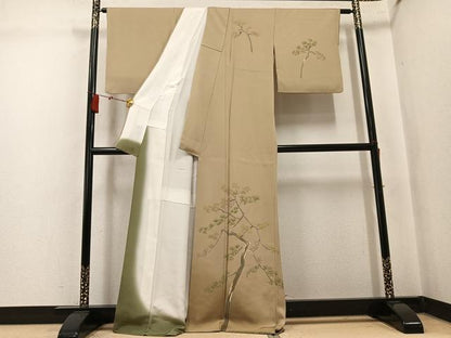 平和屋着物●本加賀友禅作家　金丸修一　訪問着　松　正絹　逸品　AABL0686ph