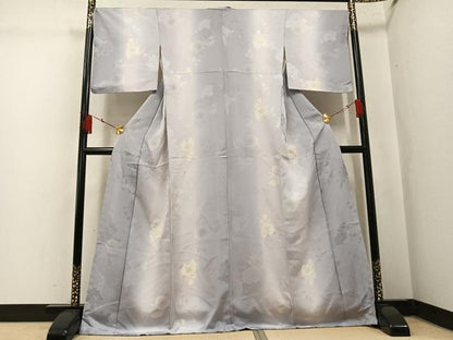 平和屋着物●上質な小紋　地紋起こし　草花文　暈し染め　正絹　逸品　未使用　AABL0688ph