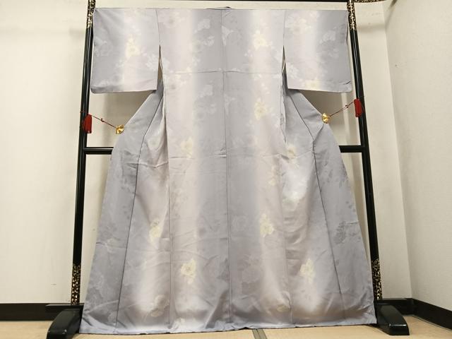 平和屋着物●上質な小紋　地紋起こし　草花文　暈し染め　正絹　逸品　未使用　AABL0688ph