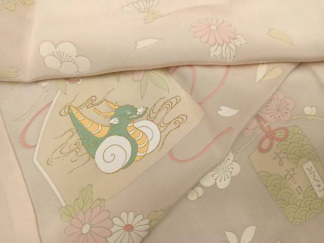 平和屋着物●長襦袢　無双仕立て　龍　絵馬　お守り　正絹　逸品　AABL0689ph