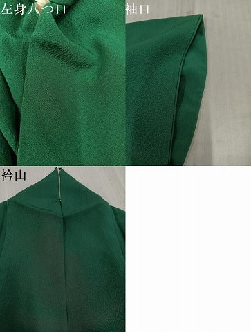 平和屋着物●豪華振袖　色無地　常磐緑色　正絹　逸品　AABL0694ph