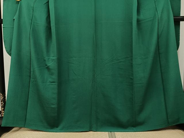 平和屋着物●豪華振袖　色無地　常磐緑色　正絹　逸品　AABL0694ph
