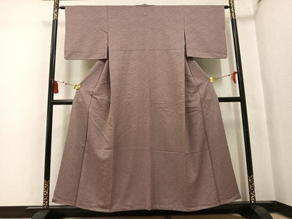 平和屋着物●上質な色無地　松葉地紋　正絹　逸品　AABL0695ph