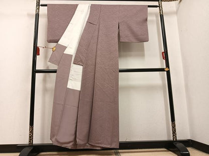 平和屋着物●上質な色無地　松葉地紋　正絹　逸品　AABL0695ph