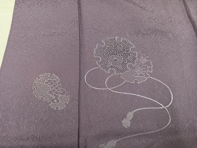 平和屋着物●無地絵羽訪問着　総刺繍　中国三大刺繍　スワトウ刺繍　汕頭刺繍　雪輪花文　鳩羽鼠色　正絹　逸品　AABL0699ph