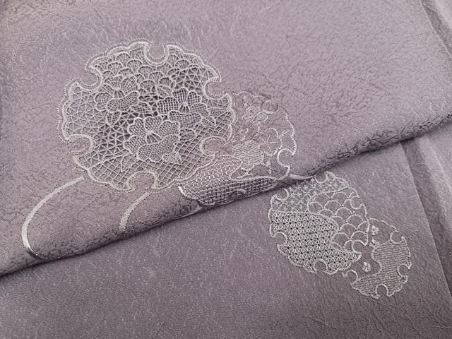 平和屋着物●無地絵羽訪問着　総刺繍　中国三大刺繍　スワトウ刺繍　汕頭刺繍　雪輪花文　鳩羽鼠色　正絹　逸品　AABL0699ph