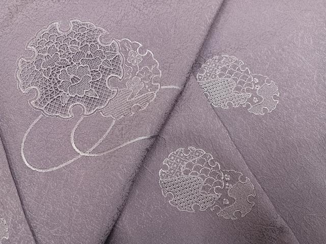 平和屋着物●無地絵羽訪問着　総刺繍　中国三大刺繍　スワトウ刺繍　汕頭刺繍　雪輪花文　鳩羽鼠色　正絹　逸品　AABL0699ph