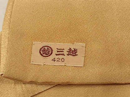 平和屋着物●上質な色無地　流水花地紋　飴色　三越扱い　正絹　逸品　AABL0701ph