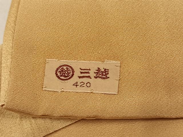 平和屋着物●上質な色無地　流水花地紋　飴色　三越扱い　正絹　逸品　AABL0701ph