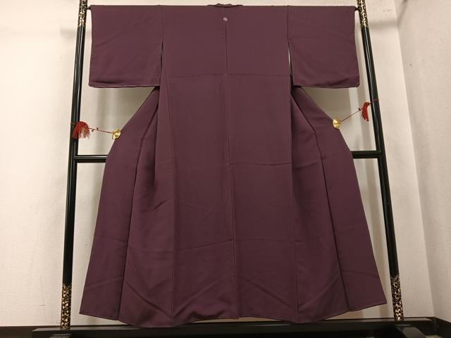 平和屋着物●上質な色無地　濃色　正絹　逸品　AABL0702ph
