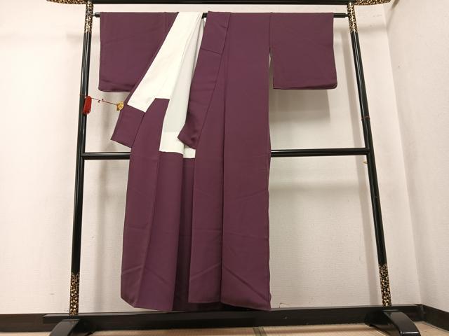 平和屋着物●上質な色無地　濃色　正絹　逸品　AABL0702ph