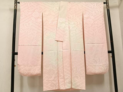平和屋着物●振袖用長襦袢　袷　草花地紋　暈し染め　正絹　逸品　AABL0703ph