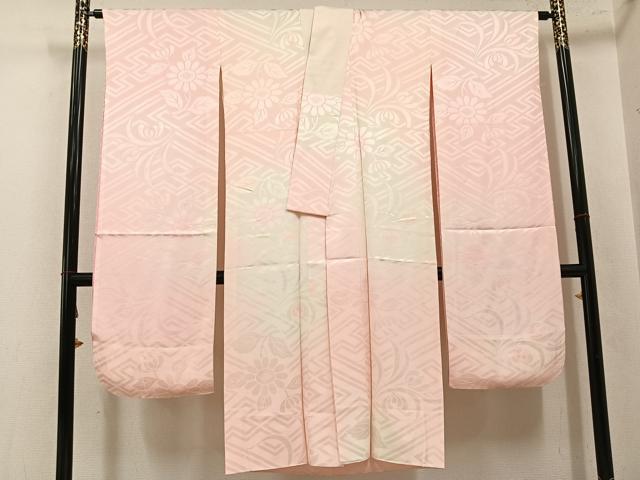 平和屋着物●振袖用長襦袢　袷　草花地紋　暈し染め　正絹　逸品　AABL0703ph