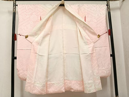 平和屋着物●振袖用長襦袢　袷　草花地紋　暈し染め　正絹　逸品　AABL0703ph