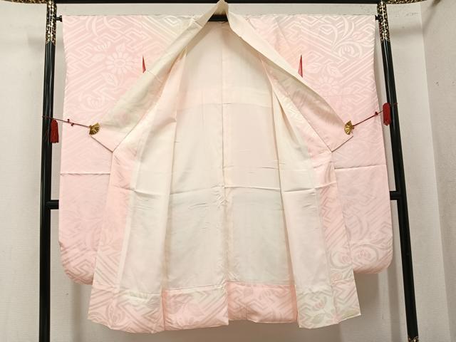 平和屋着物●振袖用長襦袢　袷　草花地紋　暈し染め　正絹　逸品　AABL0703ph