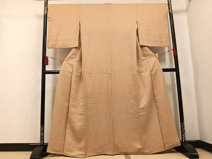 平和屋着物●上質な色無地　舞葉地紋　飴色　正絹　逸品　AABL0706ph