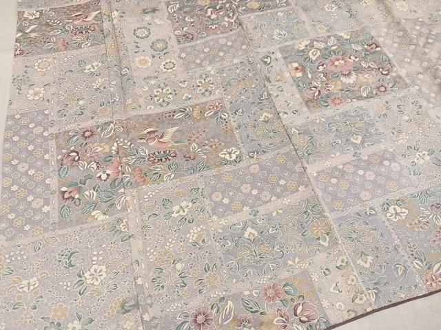 平和屋着物●上質な小紋　花鳥更紗文　金銀彩　やまと誂製　正絹　逸品　AABL0710ph