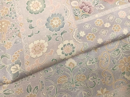 平和屋着物●上質な小紋　花鳥更紗文　金銀彩　やまと誂製　正絹　逸品　AABL0710ph
