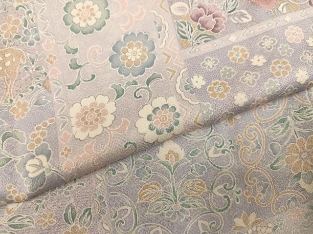 平和屋着物●上質な小紋　花鳥更紗文　金銀彩　やまと誂製　正絹　逸品　AABL0710ph