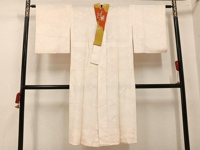 平和屋着物●長襦袢　無双仕立て　梅文　半衿刺繍　正絹　逸品　AABL0711ph