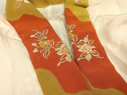 平和屋着物●長襦袢　無双仕立て　梅文　半衿刺繍　正絹　逸品　AABL0711ph
