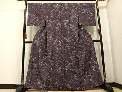 平和屋着物●上質な小紋　総絞り　草花文　正絹　逸品　AABL0712ph