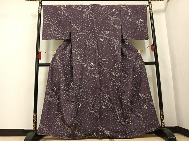 平和屋着物●上質な小紋　総絞り　草花文　正絹　逸品　AABL0712ph