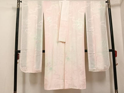 平和屋着物●振袖用長襦袢　袷　草花地紋　暈し染め　正絹　逸品　AABL0713ph