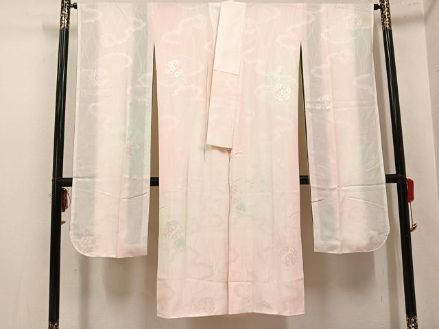 平和屋着物●振袖用長襦袢　袷　草花地紋　暈し染め　正絹　逸品　AABL0713ph