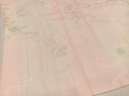 平和屋着物●振袖用長襦袢　袷　草花地紋　暈し染め　正絹　逸品　AABL0713ph