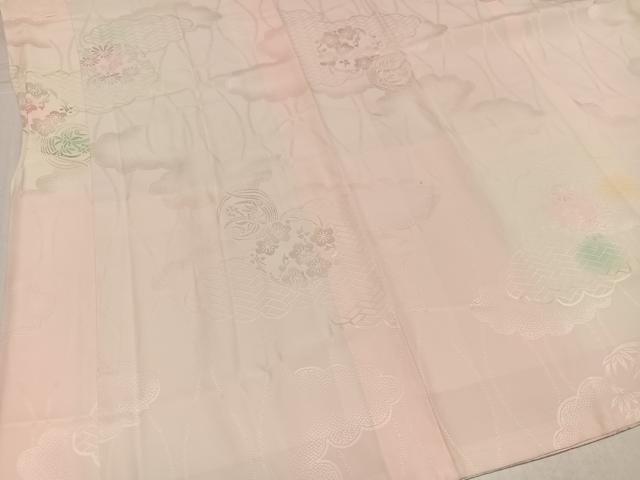 平和屋着物●振袖用長襦袢　袷　草花地紋　暈し染め　正絹　逸品　AABL0713ph