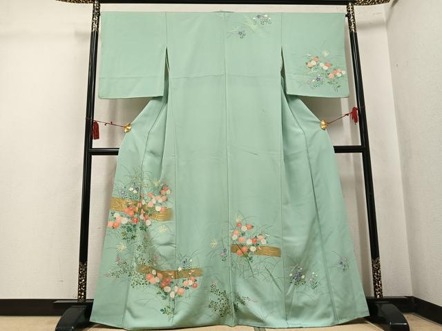 平和屋着物●訪問着　草花文　金彩　正絹　逸品　AABL0717ph
